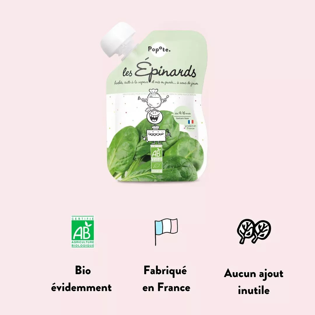 Gourde Bébé Épinard BIO - Dès 4 mois - L'ÉPICERIE DE BÉBÉ
