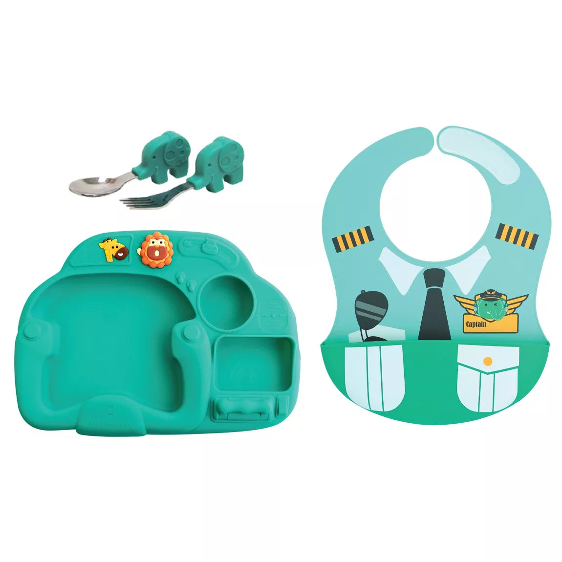 Ensemble pour le repas de bébé - Petit Pilote vert - L'ÉPICERIE DE BÉBÉ