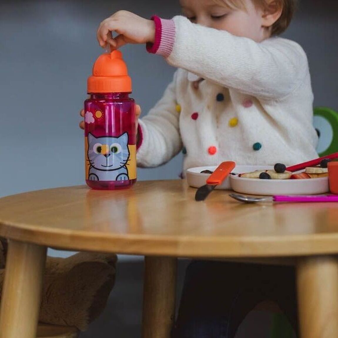 Gourde Chat avec paille - Dès 12mois - L'ÉPICERIE DE BÉBÉ