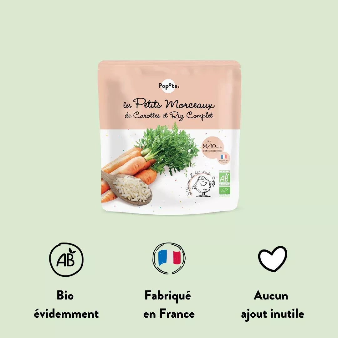 Repas Bébé Petits Morcaux Riz Carotte BIO 190g - Dès 8 mois - L'ÉPICERIE DE BÉBÉ