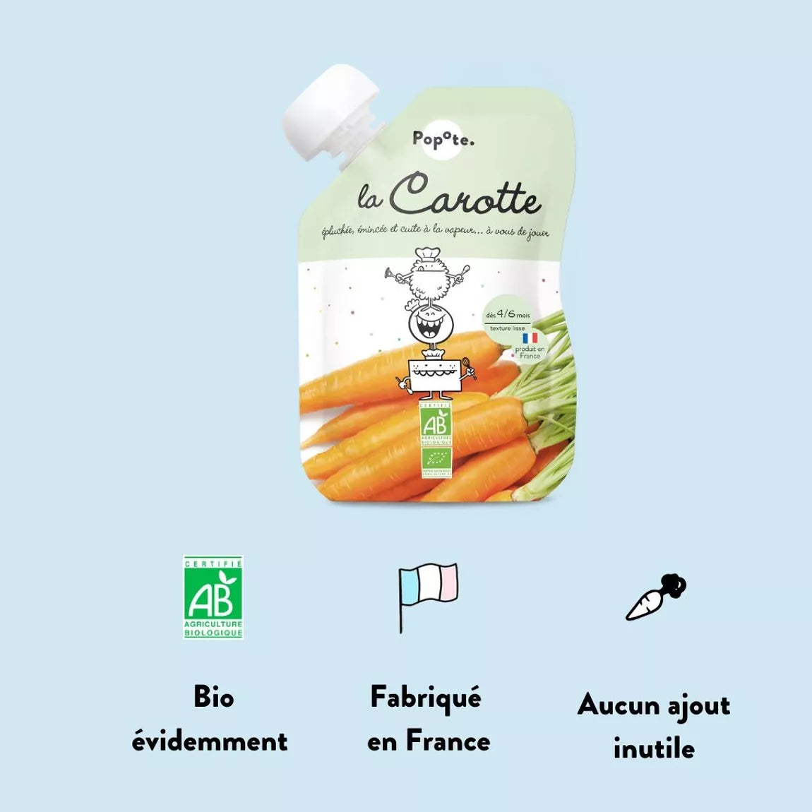 Gourde Bébé Carotte BIO - Dès 4 mois - L'ÉPICERIE DE BÉBÉ