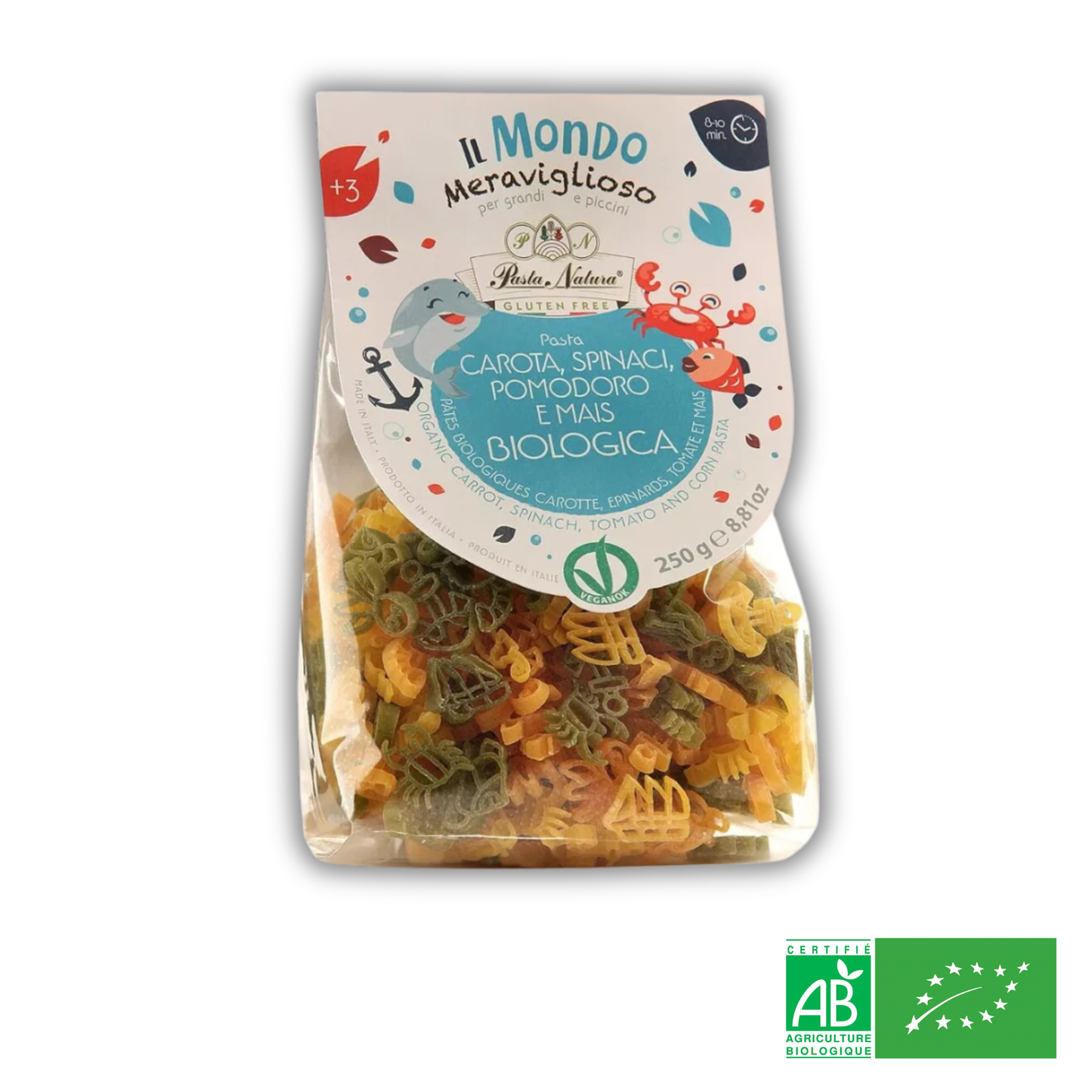 Pâtes Bio tricolores aux Légumes et formes de la Mer – Sans Gluten - L'ÉPICERIE DE BÉBÉ