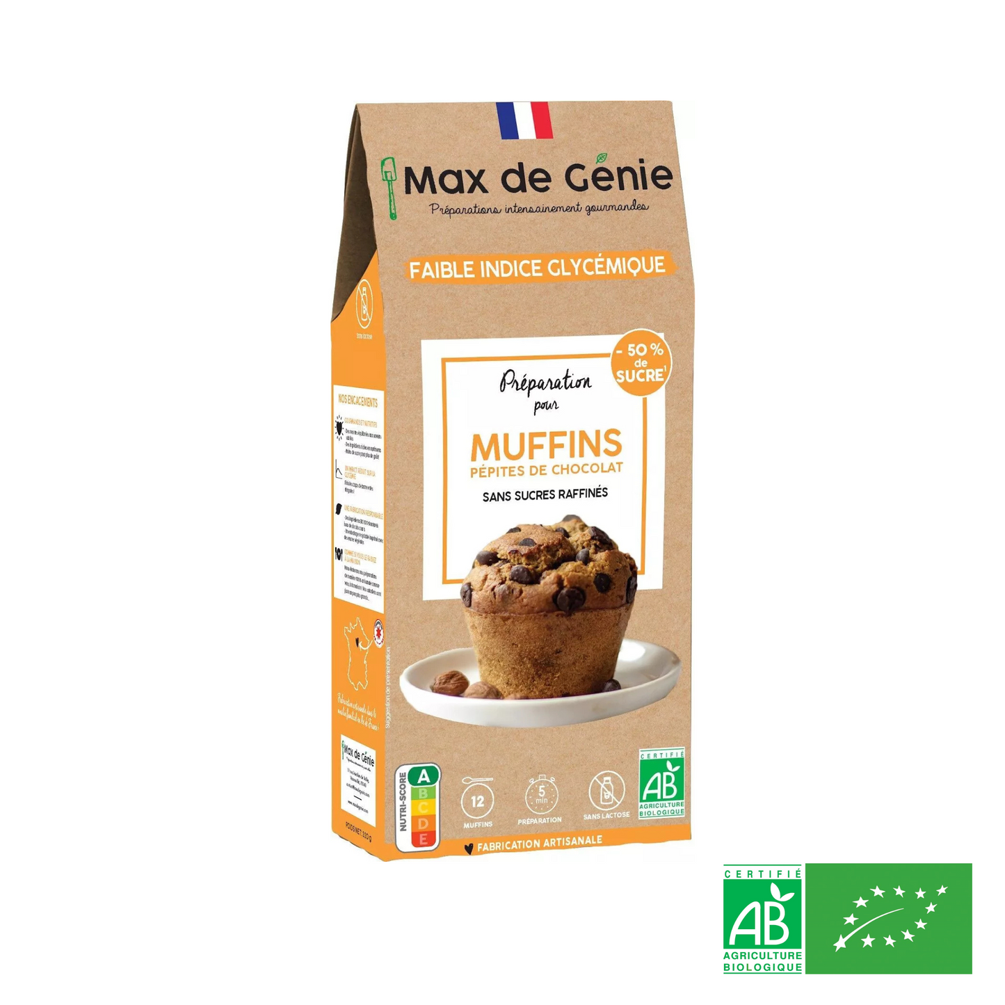 Préparation pour Muffins aux pépites de chocolat BIO, Sans Sucre Raffiné - Dès 18 mois - L'ÉPICERIE DE BÉBÉ