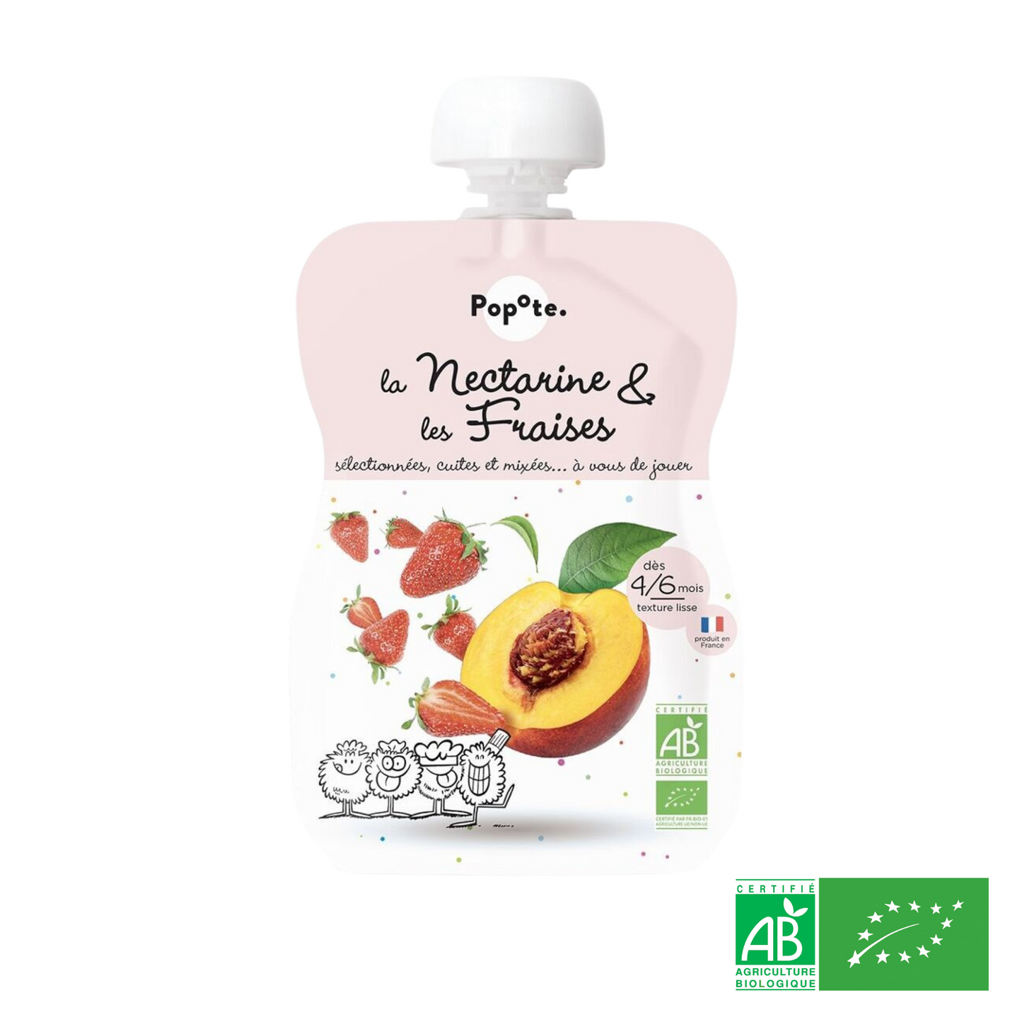 Compote Gourde Nectarine Fraises BIO Sans Sucres Ajoutés - Dès 4 mois