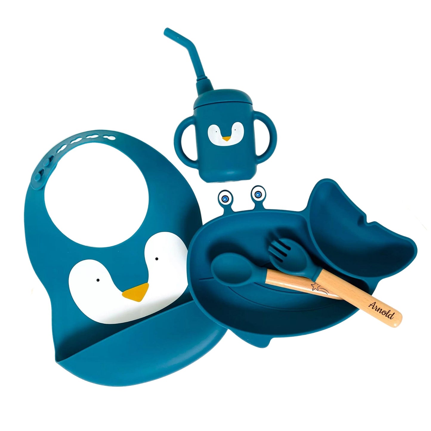 Kit repas complet - assiette, bavoir et verre à paille - L'ÉPICERIE DE BÉBÉ