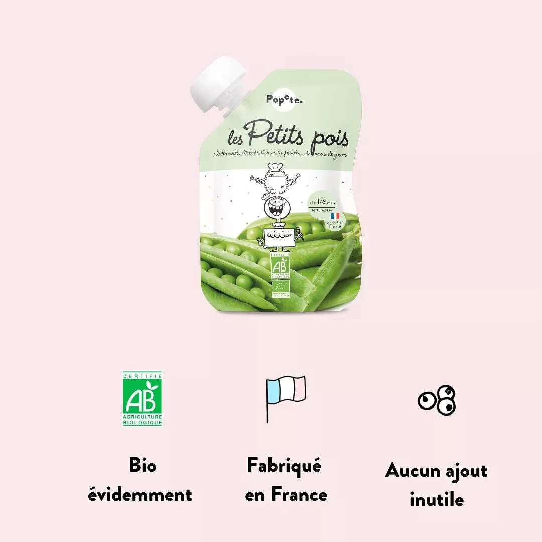 Gourde Bébé Petits Pois BIO - Dès 4 mois - L'ÉPICERIE DE BÉBÉ