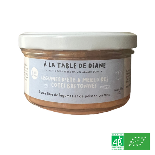 Légumes du jardin et Merlu des Côtes Bretonnes BIO 130g - Dès 6 mois - L'ÉPICERIE DE BÉBÉ