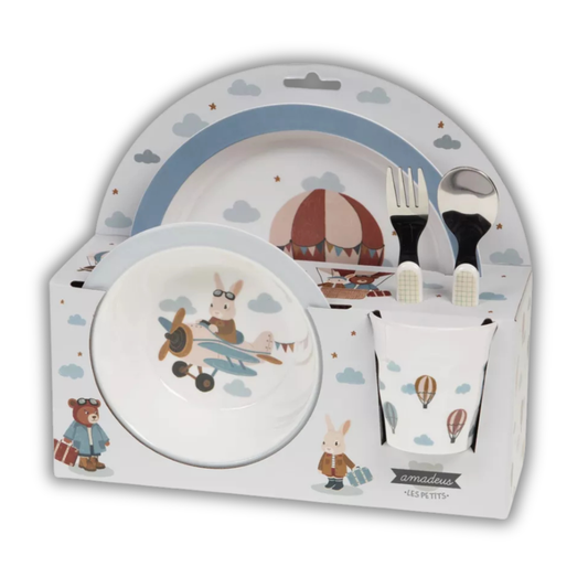 Coffret Repas 5 pièces, Augustin petits voyageurs - Dès 18 mois