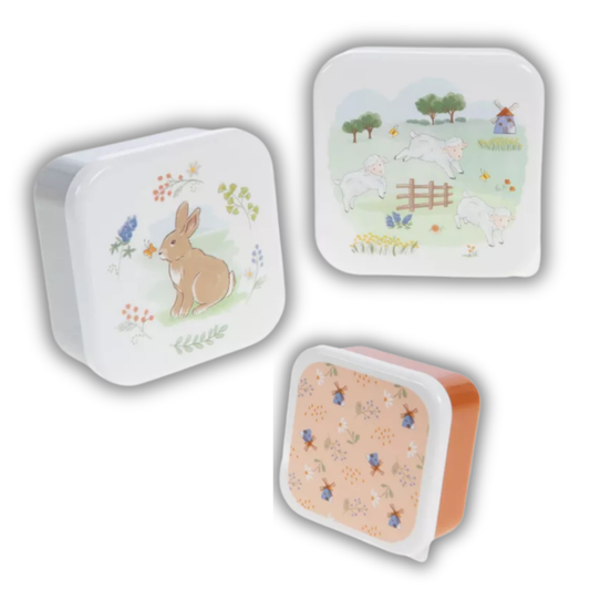 Lot de 3 boites à goûter - Lapin et Moutons