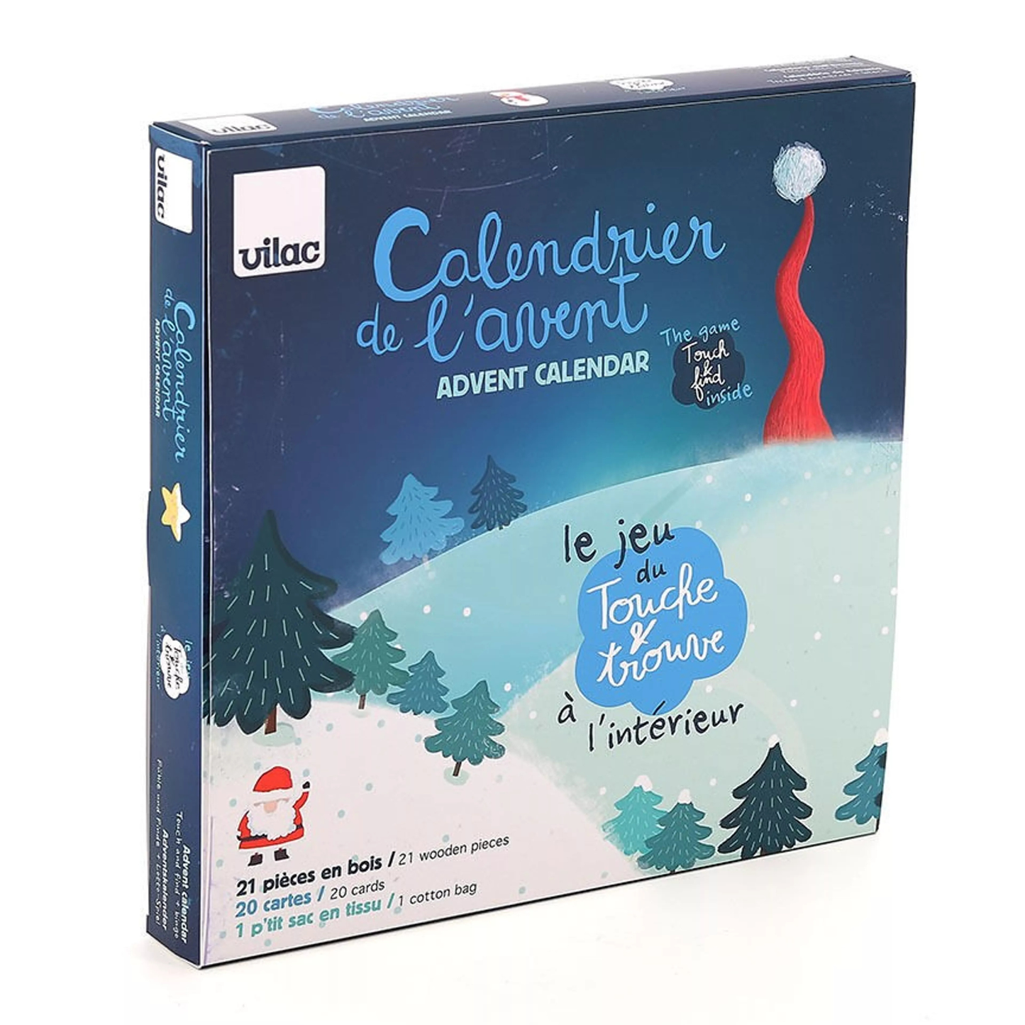 Calendrier de l’Avent en bois pour enfant - Jeu “Touche et Trouve”
