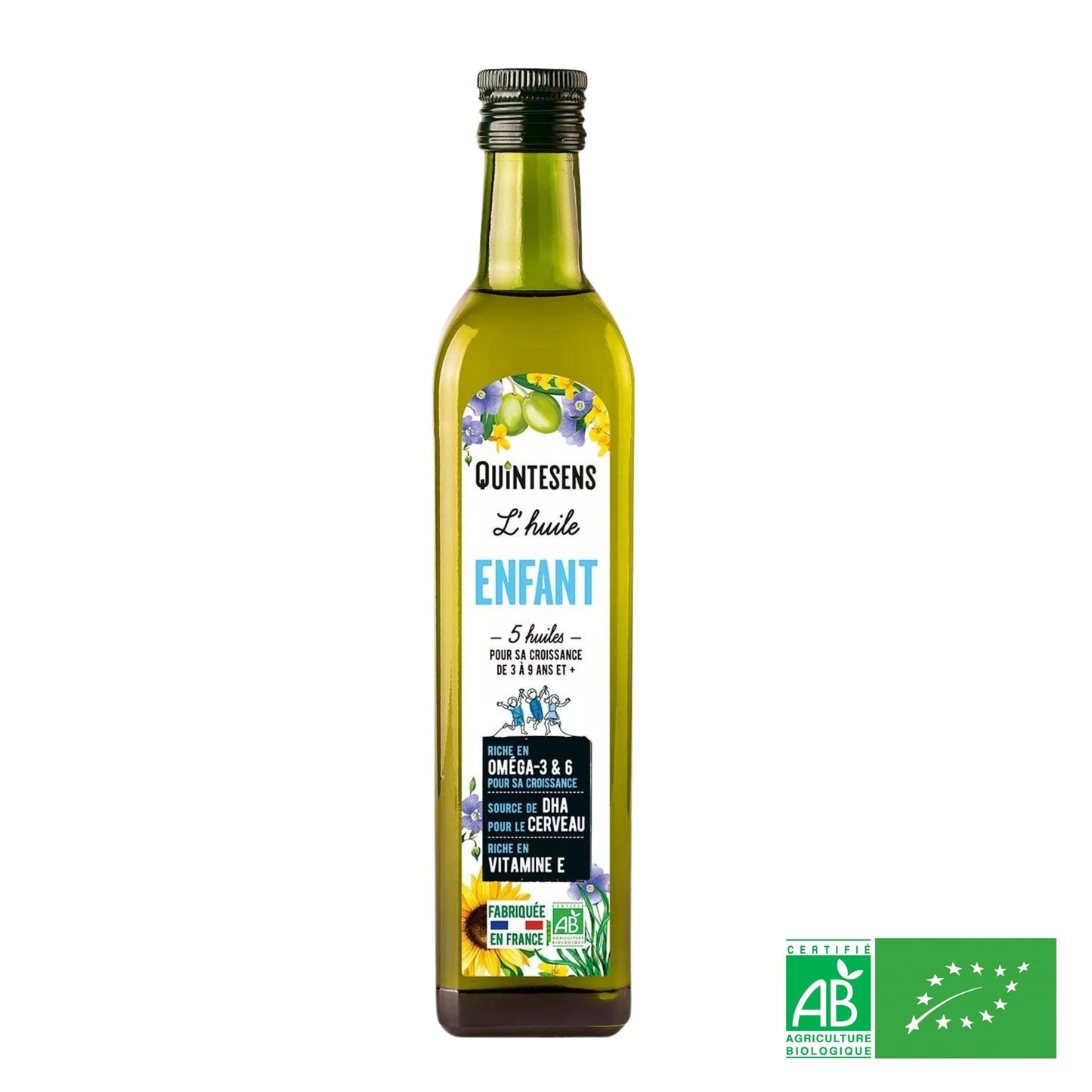 Huile Enfant BIO, couvre les besoins en Oméga 3 & 6,Vitamine E et DHA DLUO - 3ans et + - L'ÉPICERIE DE BÉBÉ